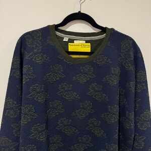 Descendant Of Thieves navy pullover sweater green floral design elbow patch 2XL